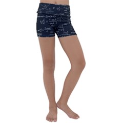 Mathematical Seamless Pattern With Geometric Shapes Formulas Kids  Lightweight Velour Yoga Shorts by Hannah976