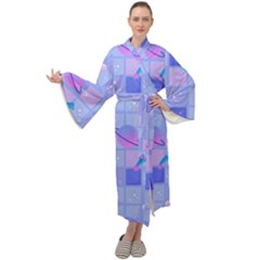 Seamless Pattern Pastel Galaxy Future Maxi Velvet Kimono by Hannah976