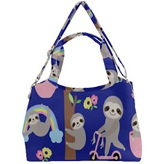 Hand Drawn Cute Sloth Pattern Background Double Compartment Shoulder Bag by Hannah976