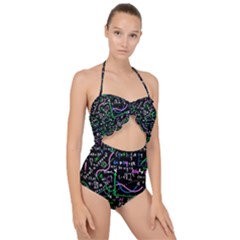 Math Linear Mathematics Education Circle Background Scallop Top Cut Out Swimsuit by Hannah976