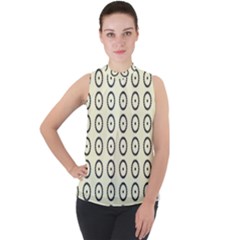 Sharp Circles Mock Neck Chiffon Sleeveless Top by ConteMonfrey