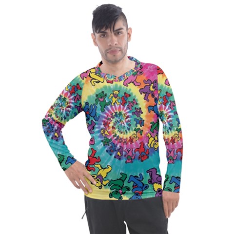 Grateful Dead Bears Tie Dye Vibrant Spiral Men s Pique Long Sleeve T-shirt by Bedest