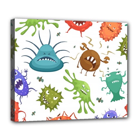 Dangerous Streptococcus Lactobacillus Staphylococcus Others Microbes Cartoon Style Vector Seamless P Deluxe Canvas 24  X 20  (stretched) by Ravend