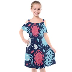 Seamless Pattern Microbes Virus Vector Illustration Kids  Cut Out Shoulders Chiffon Dress by Ravend