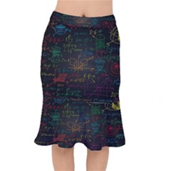 Mathematical Colorful Formulas Drawn By Hand Black Chalkboard Short Mermaid Skirt by Ravend