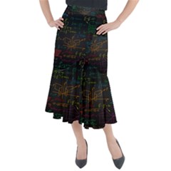 Mathematical Colorful Formulas Drawn By Hand Black Chalkboard Midi Mermaid Skirt by Ravend