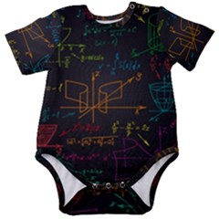 Mathematical Colorful Formulas Drawn By Hand Black Chalkboard Baby Short Sleeve Bodysuit by Ravend