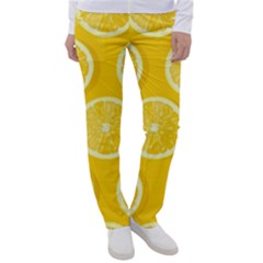 Lemon Fruits Slice Seamless Pattern Women s Casual Pants by Ravend