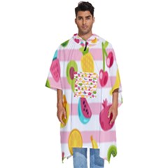 Tropical Fruits Berries Seamless Pattern Men s Hooded Rain Ponchos by Ravend