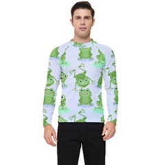 Cute Green Frogs Seamless Pattern Men s Long Sleeve Rash Guard by Ravend