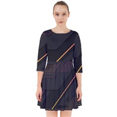 Gradient Geometric Shapes Dark Background Smock Dress by Apen