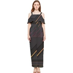 Gradient Geometric Shapes Dark Background Draped Sleeveless Chiffon Jumpsuit by Apen