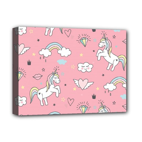 Cute Unicorn Seamless Pattern Deluxe Canvas 16  X 12  (stretched)  by Apen