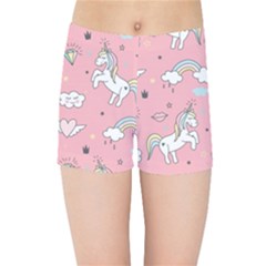 Cute Unicorn Seamless Pattern Kids  Sports Shorts by Apen