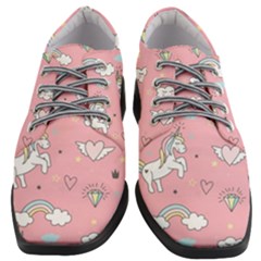 Cute Unicorn Seamless Pattern Women Heeled Oxford Shoes by Apen