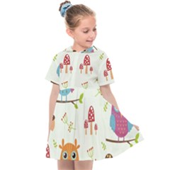 Forest Seamless Pattern With Cute Owls Kids  Sailor Dress by Apen