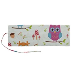 Forest Seamless Pattern With Cute Owls Roll Up Canvas Pencil Holder (m) by Apen