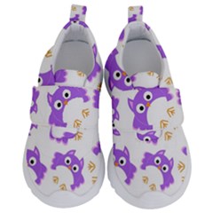 Purple Owl Pattern Background Kids  Velcro No Lace Shoes by Apen