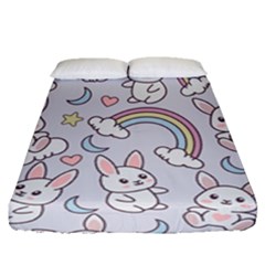 Seamless Pattern With Cute Rabbit Character Fitted Sheet (queen Size) by Apen