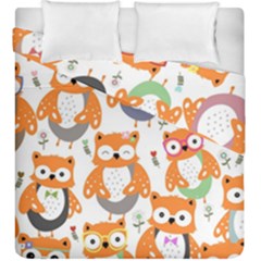 Cute Colorful Owl Cartoon Seamless Pattern Duvet Cover Double Side (king Size) by Apen