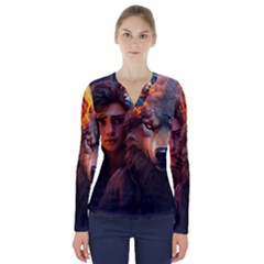 Be Fearless V-neck Long Sleeve Top by Saikumar