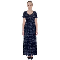 Math Equations Formulas Pattern High Waist Short Sleeve Maxi Dress by Ravend