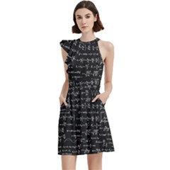 Math Equations Formulas Pattern Cocktail Party Halter Sleeveless Dress With Pockets by Ravend