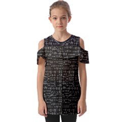 Math Equations Formulas Pattern Fold Over Open Sleeve Top by Ravend