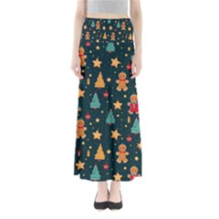 Winter Xmas Christmas Holiday Full Length Maxi Skirt by Ravend