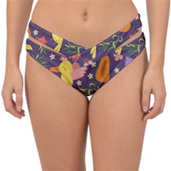 Exotic Seamless Pattern With Parrots Fruits Double Strap Halter Bikini Bottoms by Ravend