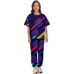 Colorful Abstract Background Kids  T-shirt And Pants Sports Set