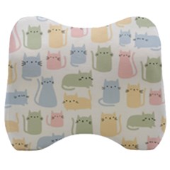 Cute Cat Colorful Cartoon Doodle Seamless Pattern Velour Head Support Cushion by Ravend