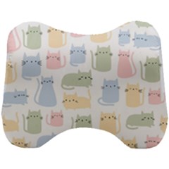 Cute Cat Colorful Cartoon Doodle Seamless Pattern Head Support Cushion by Ravend