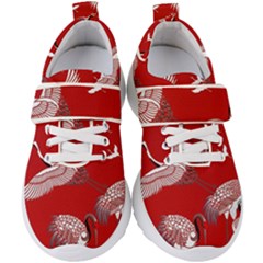 Japanese Crane Bird Art Kids  Velcro Strap Shoes by Cendanart