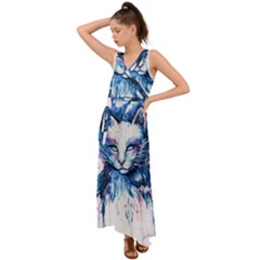 Cat V-neck Chiffon Maxi Dress by saad11