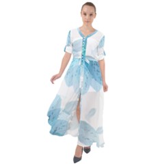 Blue-flower Waist Tie Boho Maxi Dress by saad11