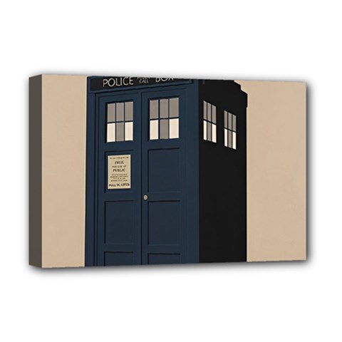 Tardis Doctor Who Minimal Minimalism Deluxe Canvas 18  X 12  (stretched) by Cendanart