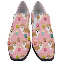 Corgi Bubble Boba Tea Pink Pattern Women Slip On Heel Loafers by Cendanart