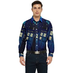 Tardis Doctor Who Space Galaxy Men s Long Sleeve  Shirt by Cendanart