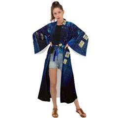 Tardis Doctor Who Space Galaxy Maxi Kimono by Cendanart