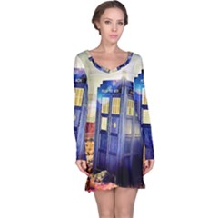 Tardis Wilderness Doctor Who Long Sleeve Nightdress by Cendanart