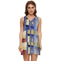 Tardis Wilderness Doctor Who Tiered Sleeveless Mini Dress by Cendanart