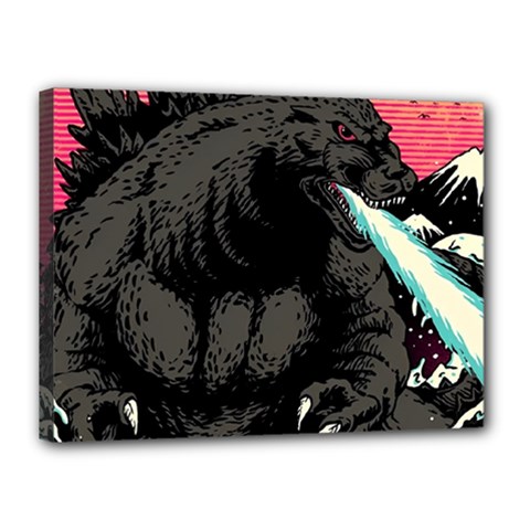 Godzilla Vintage Wave Canvas 16  X 12  (stretched) by Cendanart