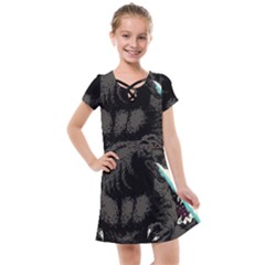 Godzilla Vintage Wave Kids  Cross Web Dress by Cendanart