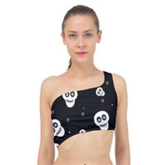 Skull Pattern Spliced Up Bikini Top  by Ket1n9