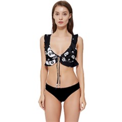 Skull Pattern Low Cut Ruffle Edge Bikini Top by Ket1n9