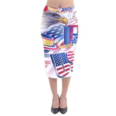 United States Of America Usa  Images Independence Day Velvet Midi Pencil Skirt by Ket1n9