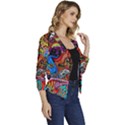 Art Color Dark Detail Monsters Psychedelic Women s Casual 3/4 Sleeve Spring Jacket View3