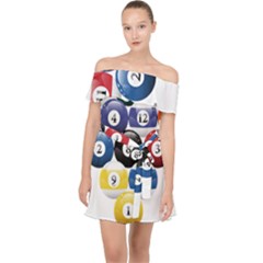 Racked Billiard Pool Balls Off Shoulder Chiffon Dress by Ket1n9