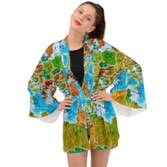 World Map Long Sleeve Kimono by Ket1n9